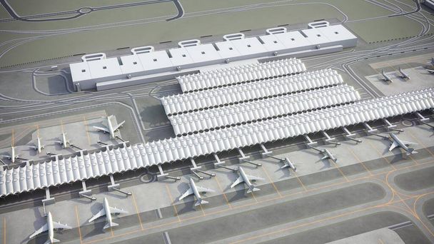 Αεροδρόμιο Barajas Μαδρίτης - 3D μοντέλο εναέρια απόδοση - Φωτογραφία, εικόνα