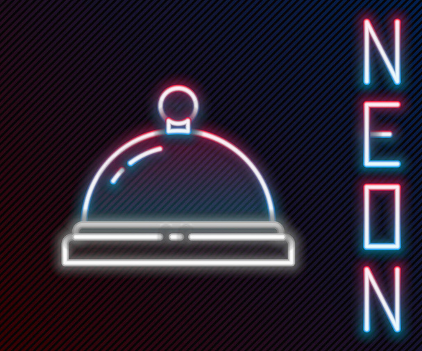 Glowing neon line Hotel service bell icon isolated on black background. Reception bell. Colorful outline concept. Vector Illustration. - Vector, Image