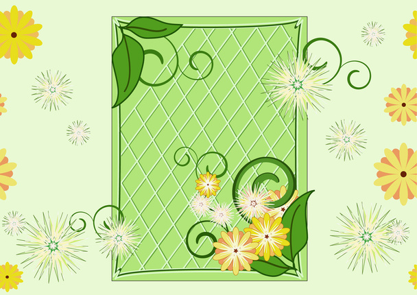 Modello verde senza cuciture foglia-e-fiori (vettore
) - Vettoriali, immagini