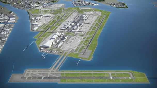 Aeropuerto de Tokio Haneda - HND - Modelo 3D de representación aérea - Foto, Imagen
