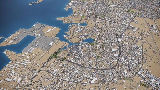Jeddah - renderização aérea modelo 3D - Foto, Imagem
