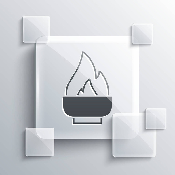 Grey Alcohol or spirit burner icon isolated on grey background. Chemical equipment. Square glass panels. Vector. - Vector, Image