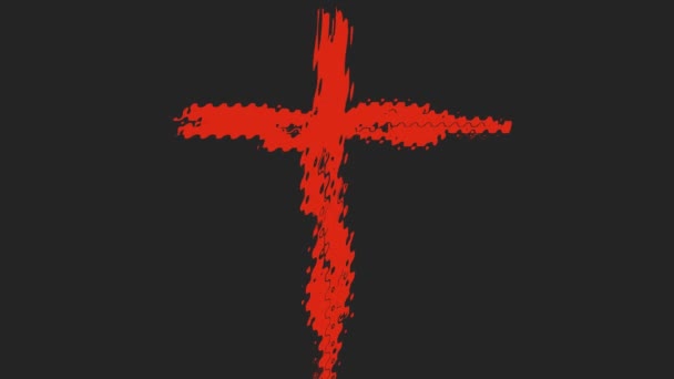 Rode kruis aminatie op een zwarte achtergrond. - Video