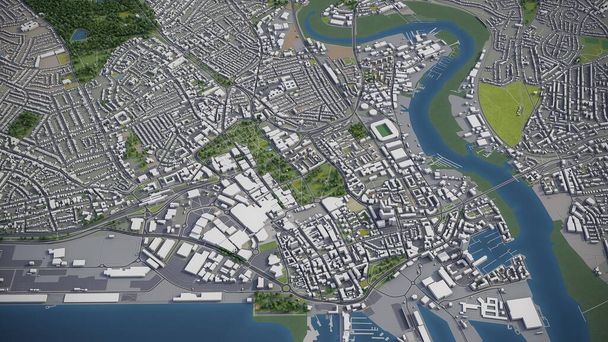Southampton renderização aérea modelo 3D - Foto, Imagem