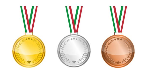 Medallas en blanco conjunto vector aislado sobre fondo blanco - Vector, Imagen