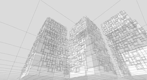 abstraktní architektura 3D ilustrační skica - Fotografie, Obrázek
