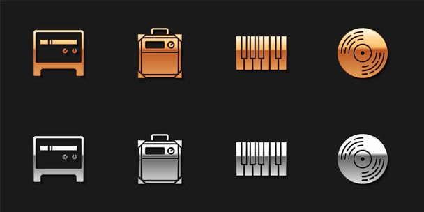Conjunto amplificador de guitarra,, Grand piano y vinilo icono del disco. Vector. - Vector, Imagen