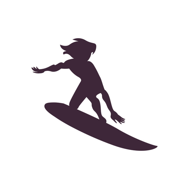 Donna isolata surf - Vettoriali, immagini