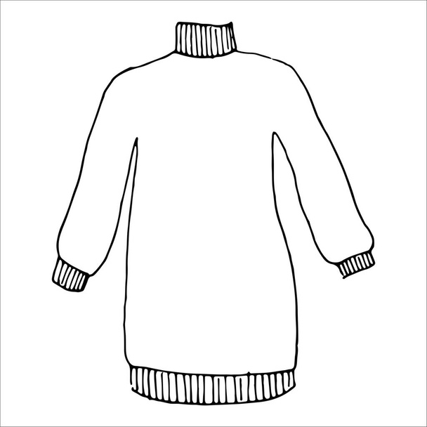 手描きスケッチ長いセーター。単純なベクトル分離アウトライン - ベクター画像