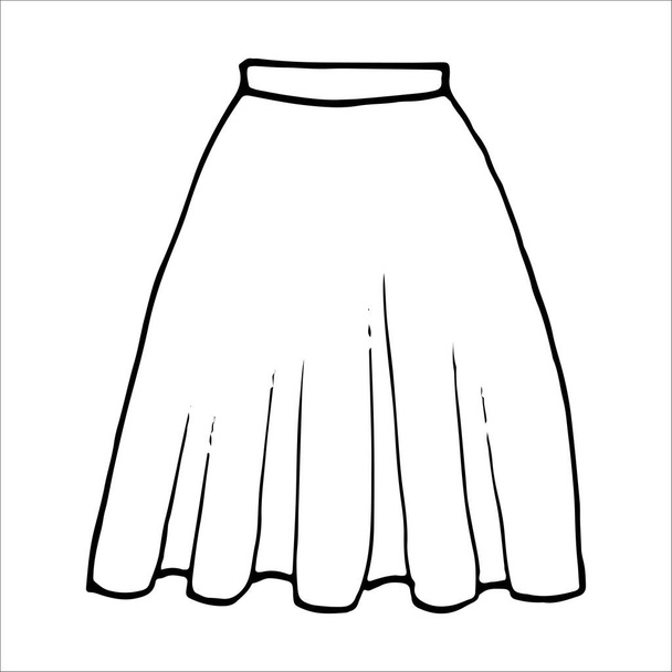 Ručně kreslená sukně s vlnami. Jednoduchý vektor izolovaný obrys - Vektor, obrázek