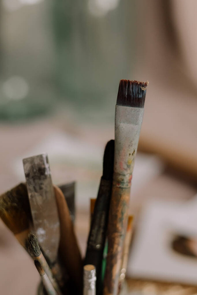 paint brushes in a jar - Fotó, kép