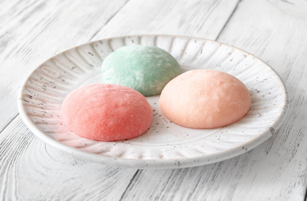 Mochi - Japanese rice cake on the serving plate - Photo, Image