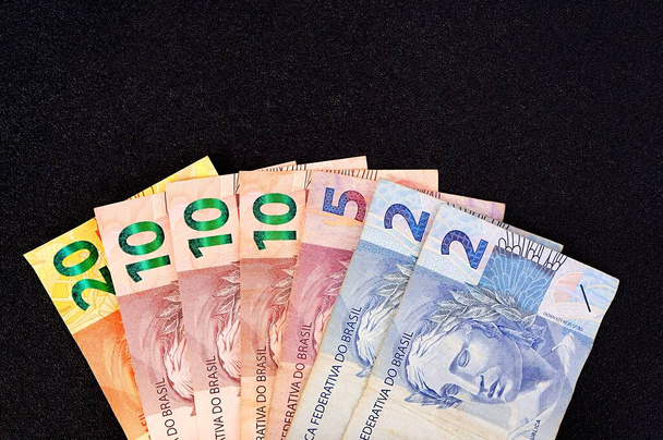 Brazilian money. Finance concept. Brazilian Real banknotes. - Photo, Image