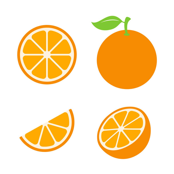 Summer refreshing fruit oranges are cut in half separately on white background. - Вектор, зображення