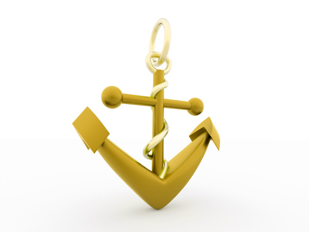 Gold anchor rendered isolated - Zdjęcie, obraz