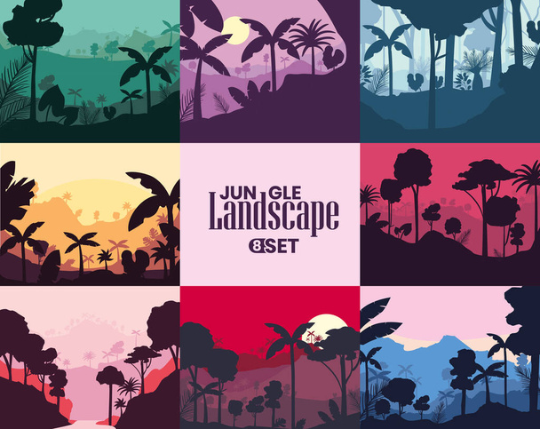 paisagens coloridas da selva - Vetor, Imagem