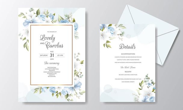 beautiful floral wreath wedding invitation card template - Vector, Image