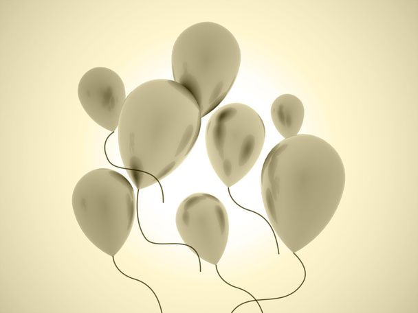 Gold balloons concept rendered on yellow - Fotografie, Obrázek