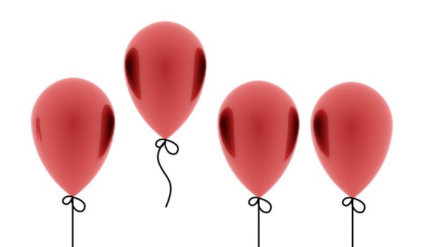 Red balloons one fly out on white - Photo, Image