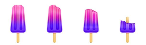 Fruit popsicle with bites, ice cream - Vector, Image