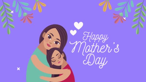 gelukkig moeders dag belettering met mam en dochter - Video