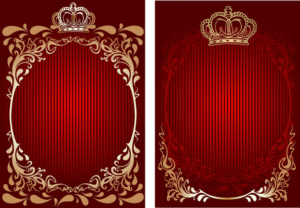 Rot-goldenes königlich verziertes Banner. - Vektor, Bild