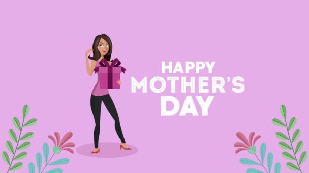 gelukkig moeders dag belettering met mama tillen cadeau - Video