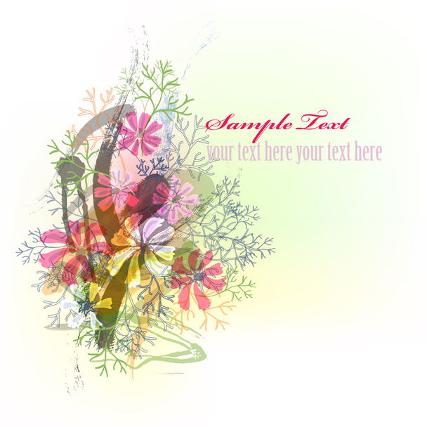 Beautiful decorative background with water color flowers. - Vector, Image