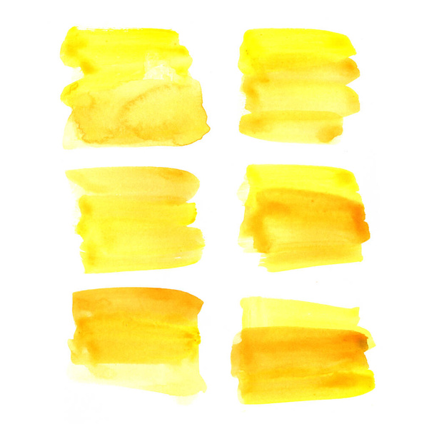 Watercolor stains on white background, abstract blots isolated. Bright colors, divorces. Texture - Foto, Imagem