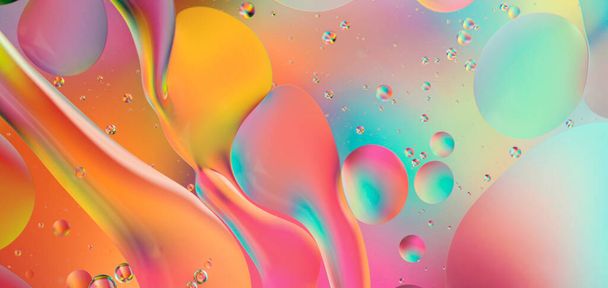 fondo colorido abstracto, gotas de aceite en el agua - Foto, Imagen