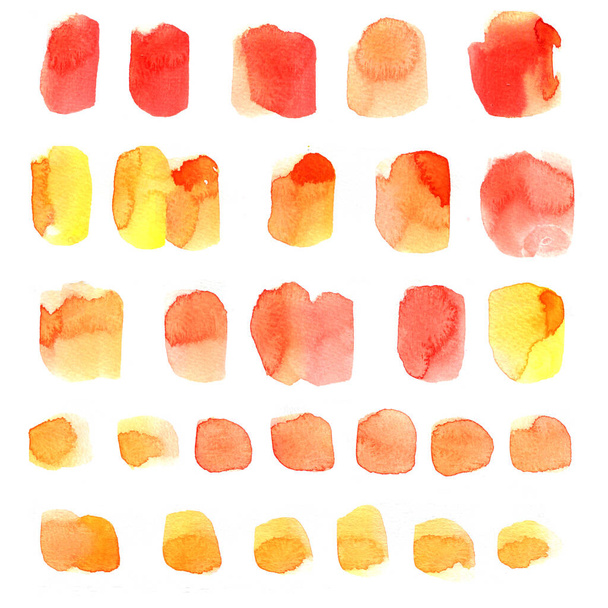 Watercolor stains on white background, abstract blots isolated. Bright colors, divorces. Texture - Foto, Bild
