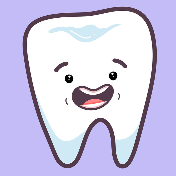 Leuke blije en gezonde tand. Vector illustratie in platte stijl - Foto, afbeelding