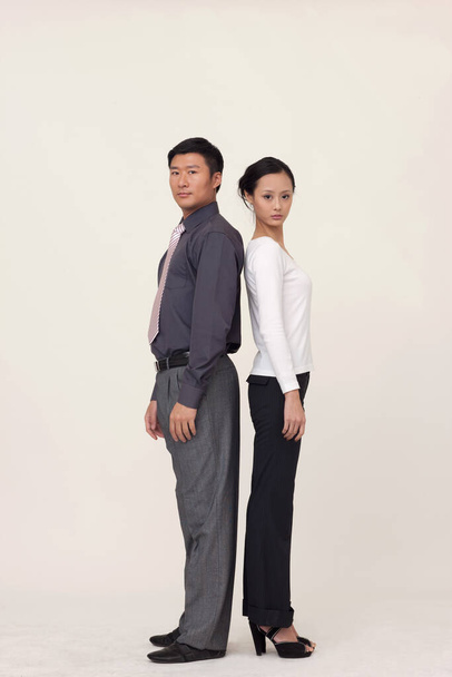 portrait of a young couple in a suit and a woman - Photo, image