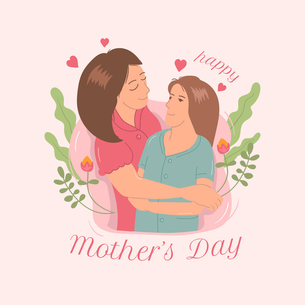 Szczęśliwy dzień matki ręcznie rysowane ilustracji szablon - Wektor, obraz