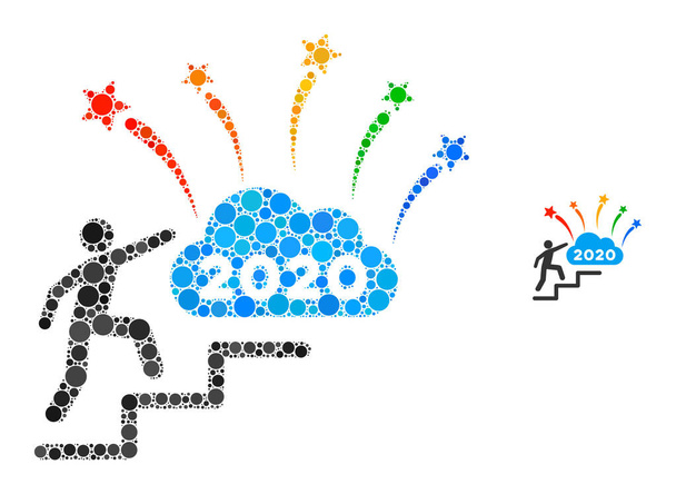 2020 Fireworks Cloud Steps Mosaic of Round Points - Вектор,изображение