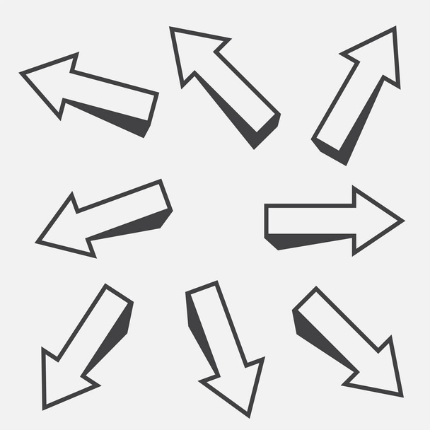 sharp three-dimensional arrows sign set - ベクター画像