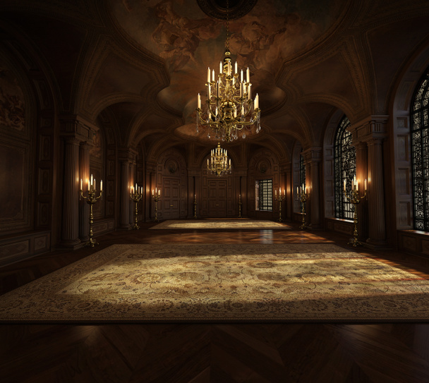 CGI Fantasy Great Hall s lustry  - Fotografie, Obrázek