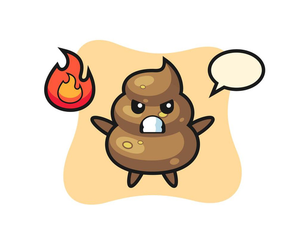 poop character cartoon with angry gesture , cute style design for t shirt, sticker, logo element - Vector, Image