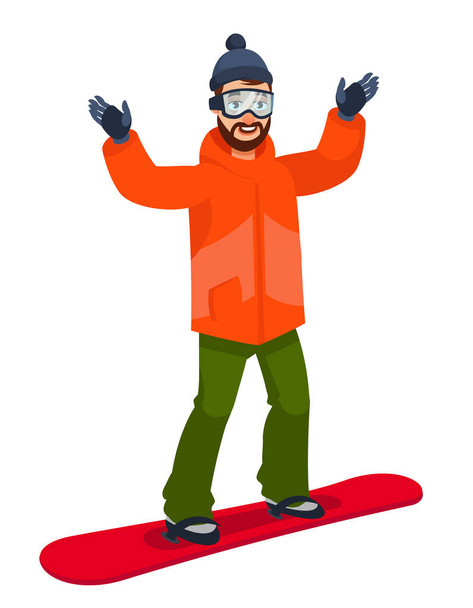 Snowboarder feliz en uniforme. - Vector, imagen