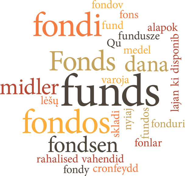 Funds in word clouds - Vector, Image