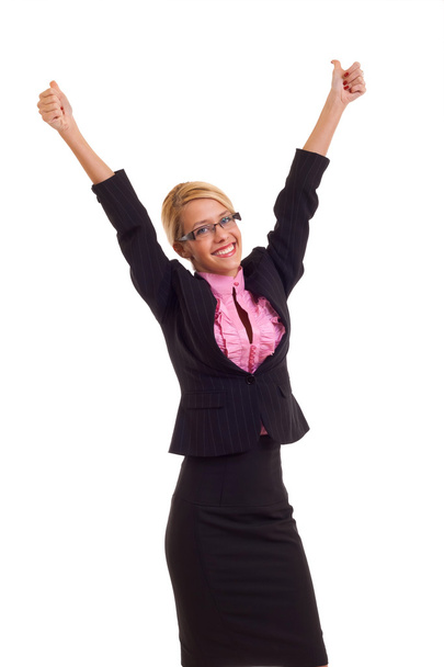 Business woman excited giving thumbs up. - Foto, Imagem