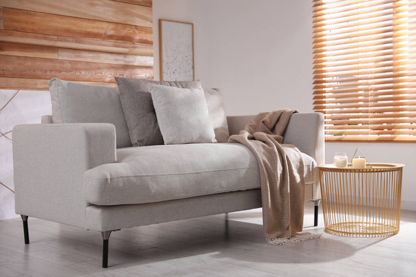 Comfortable sofa in modern living room. Interior design - Φωτογραφία, εικόνα