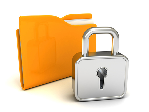 Locked yellow folder with  padlock - Photo, image