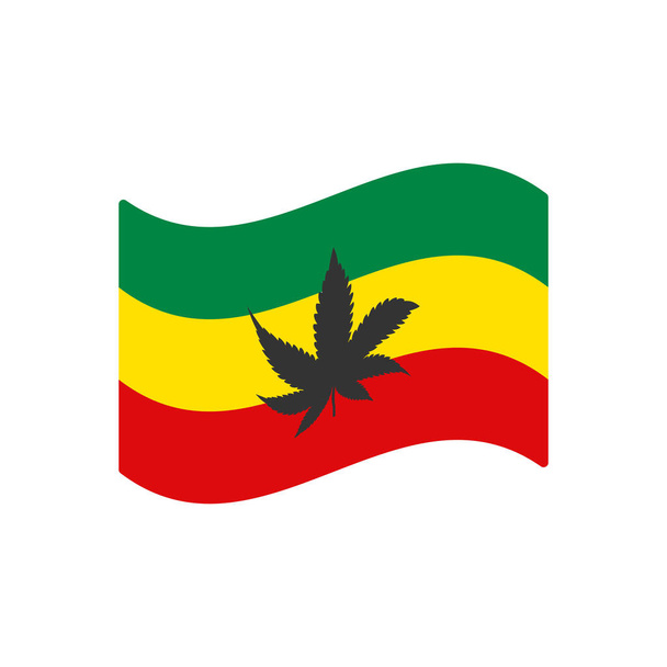 Bandeira rastafariana com ícone de folha isolado no fundo branco. Cannabis símbolo moderno, simples, vetor, ícone para design de site, aplicativo móvel, ui. Ilustração vetorial - Vetor, Imagem