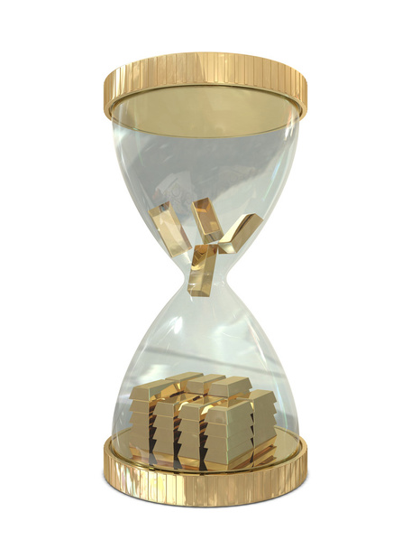 Пісочний годинник і золоті смуги ізольовані на білому тлі
 - Фото, зображення