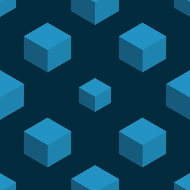Azul cubos sem costura padrão vetor ilustração - Vetor, Imagem
