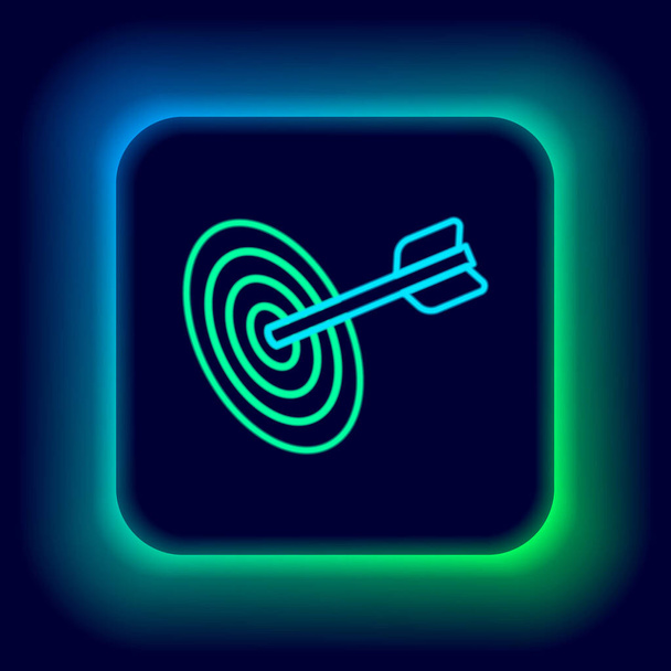 Glowing neon line Target financial goal concept icon isolated on black background. Symbolic goals achievement, success. Colorful outline concept. Vector - Vector, Image