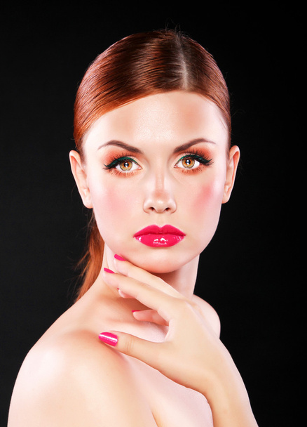 Girl with red lips and nails - Fotoğraf, Görsel