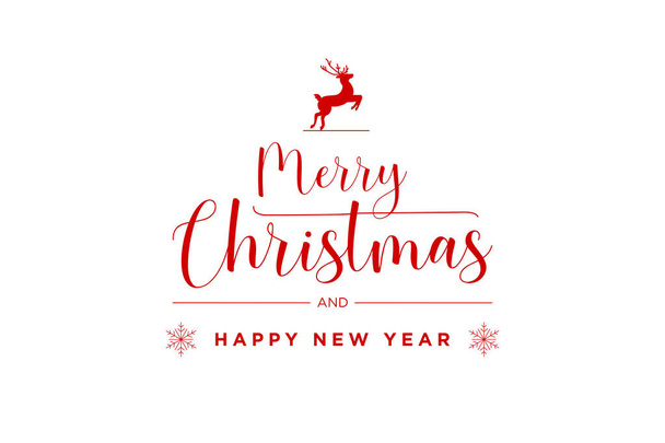Merry christmas red hand lettering inscription to winter holiday design, calligraphy vector illustration. Merry Christmas and Happy New Year. Calligraphy lettering badge design for winter Xmas. - Vector, Image