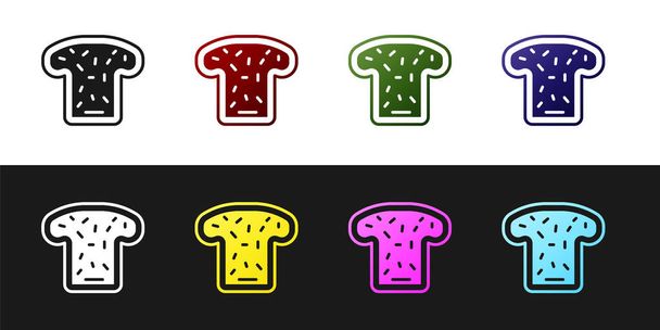 Set Bread toast for sandwich piece of roasted crouton icon isolated on black and white background. Lunch, dinner, breakfast snack.  Vector - Vector, Image